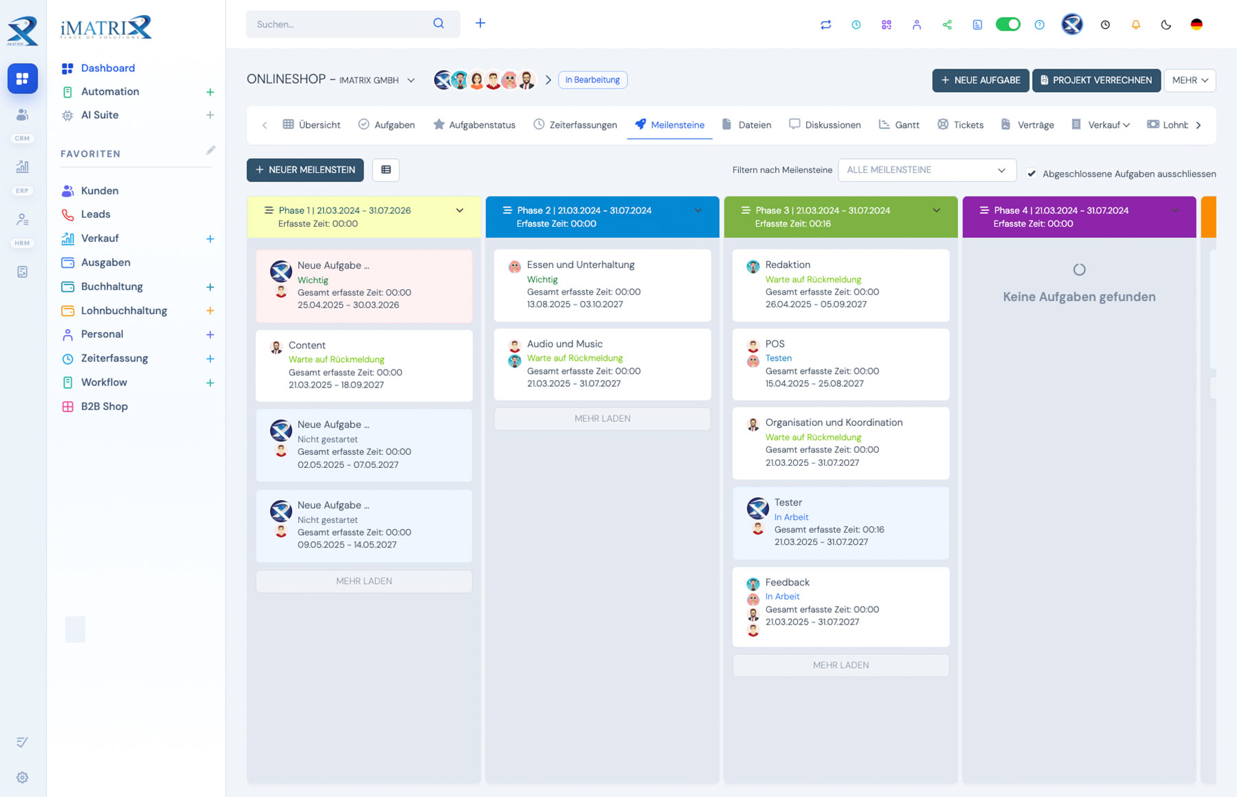 Projekte Dashboard